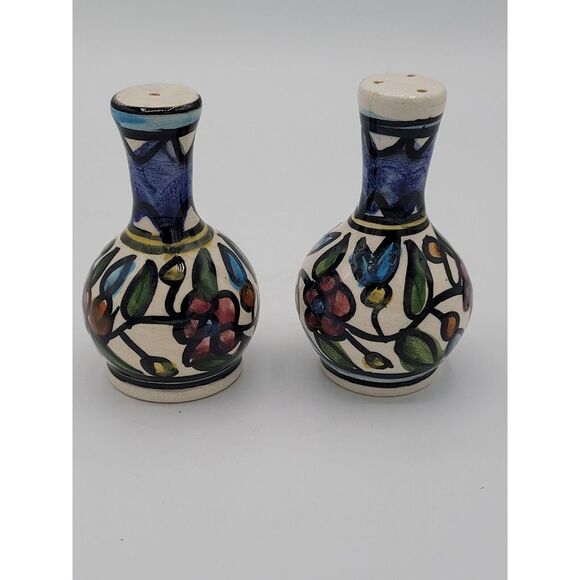 Armenian Style Colorful Floral Salt Pepper Shakers - Picture 1 of 5